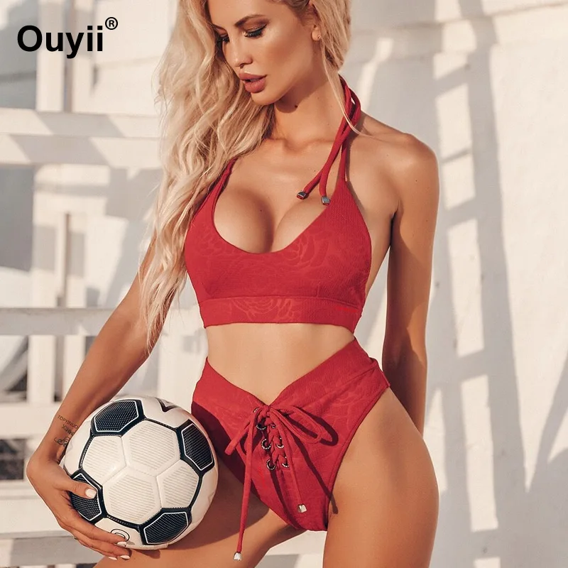 

Women's Bikini 2019 New High Waist Swimwear Special Fabric Hot Swimsuit Sexy Bikini Retro Swimsuit High Waist Print Swim Bikinis