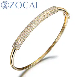 ZOCAI 1.15 КТ CERTIFIED diamond манжеты браслеты браслет браслеты ювелирные изделия Braclets проложить Установка 18 К белого золота Z00055