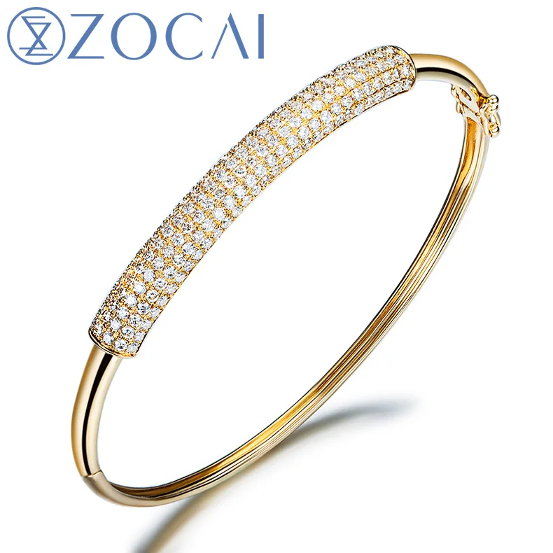 ZOCAI 1.15 CT Certified DIAMOND CUFF BANGLES BRACELET BRACELETS JEWELRY BRACLETS PAVE SETTING 18K WHITE GOLD Z00055