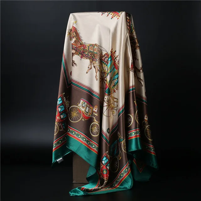 Шелковый шарф для женщин с леопардовым принтом платок 90 см квадратный платок роскошный бренд атласные шарфы Бандана для головы хиджаб шарфы для женщин - Цвет: Пустынный камуфляж