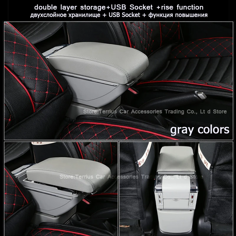 Роскошная кожаная USB розетка для Volkswagen vew polo 2016 2017 двухслойный подлокотник