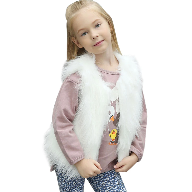 Fashion 2017 Baby Girl Vest Autumn Winter Elegant Girls Vests Kids Faux