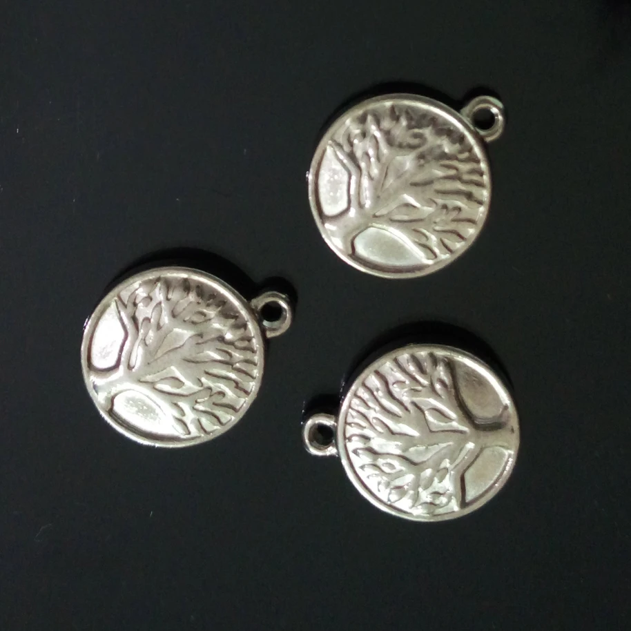 

10pcs/lot S.Steel Charms 13X16MM Round Shaped Life Tree Design Charm, Tow-sided Lifetree 1/2 inch S.Steel DIY Pendants, SP601