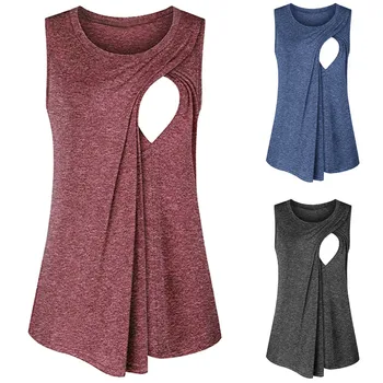 

Maternity Shirt Women's Sleeveless Layered Nursing Tops Maternity Breastfeeding Clothes Lactancia Enfermera Plus Size Cloting