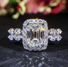 Luxury Female Girls White AAA Zircon Wedding Ring Silver color CZ Stone Ring Promise Engagement Rings For Women blucome luxury aaa zircon copper ring clear cz micro pave gold color rings for women flower big long section finger ring wedding