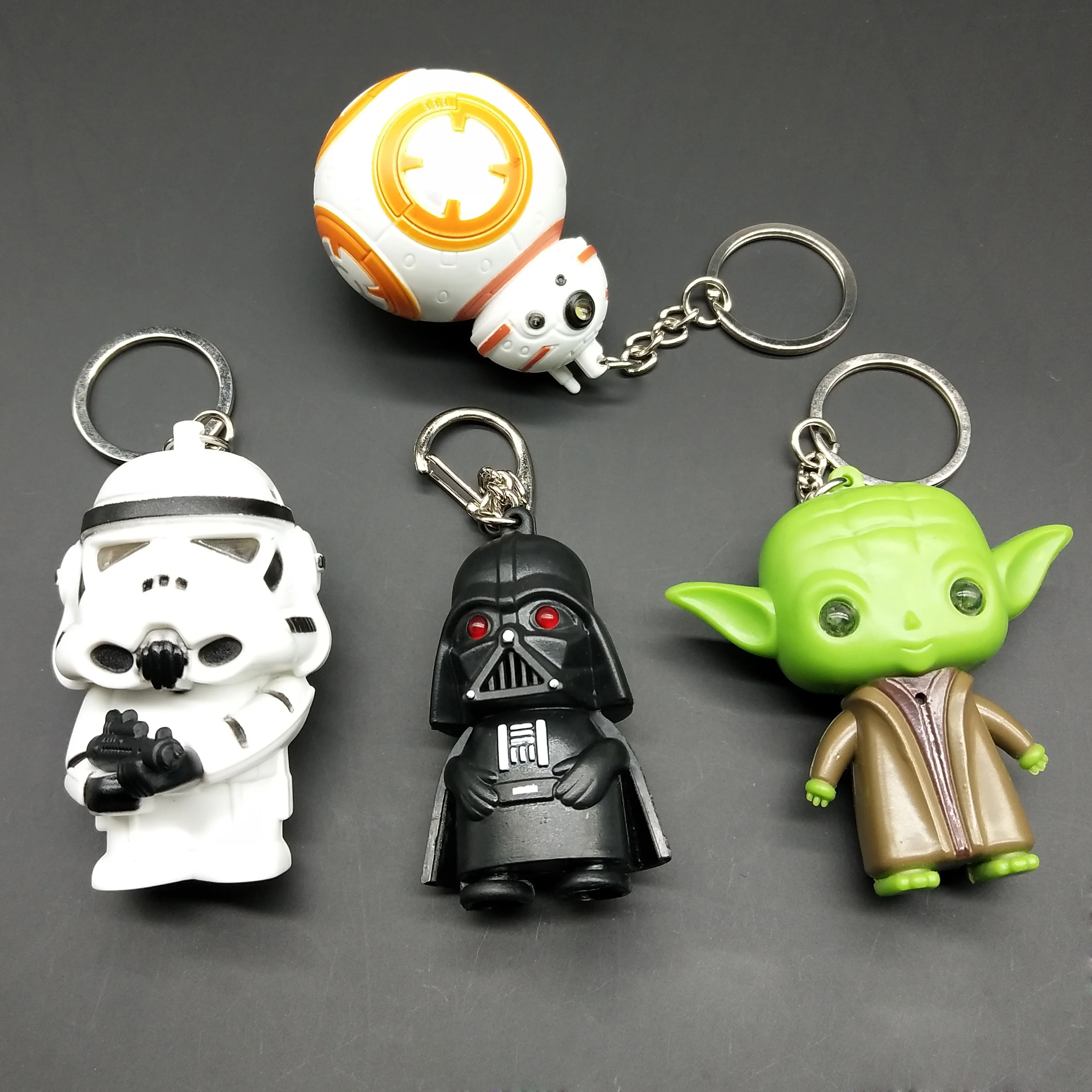 1pc Star Wars Master Yoda Pendant Figure Keychain LED Lite Torch Toy key rings