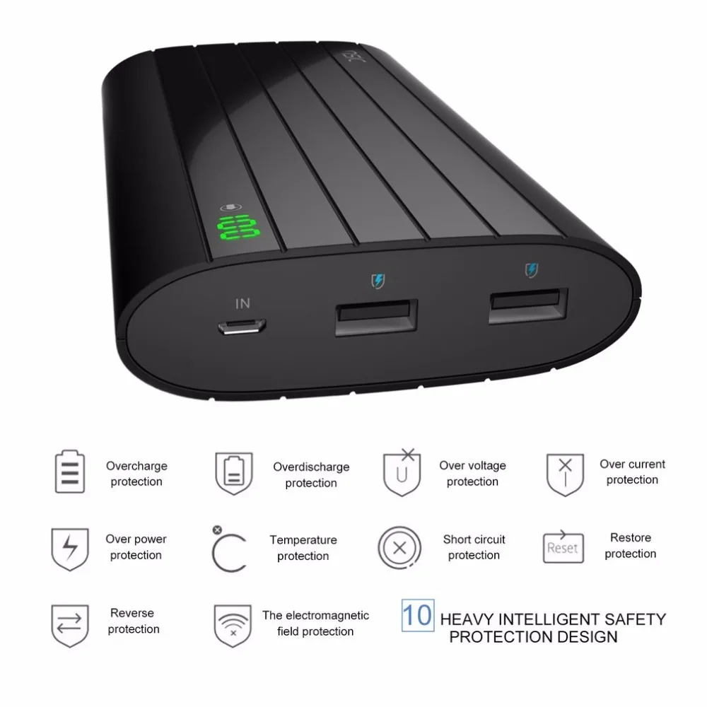 VINSIC 15000mAh Powerbank Extenal Battery Pack Portable Power Charger Fast Charger Universal Power Bank LED Display Accessories