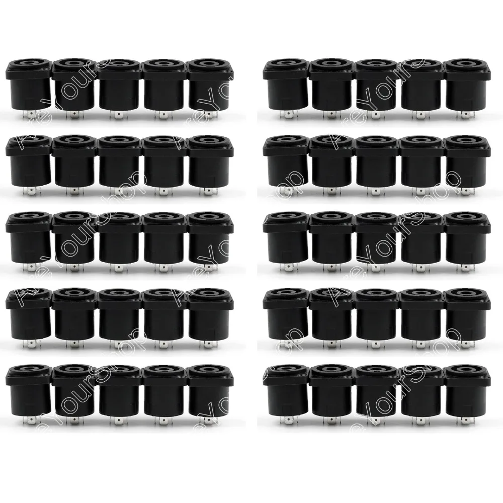 

Areyourshop 50 PCS Black Speaker 4 Pin Female Jack Panel Mount Compatible Audio Cable Connectors Adapter