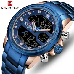 NAVIFORCE мужские s часы лучший бренд класса люкс Модные Аналоговые цифровой двойной дисплей часы мужские повседневные Военные Спортивные