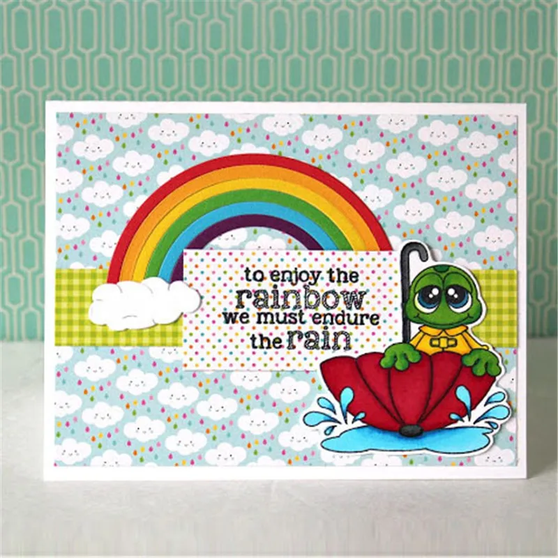 

Frog Enjoying The Rain Metal Cutting Dies and Clear Stamps for Scrapbooking New 2019 Die Cuts for Card Making Craft Die Stitch