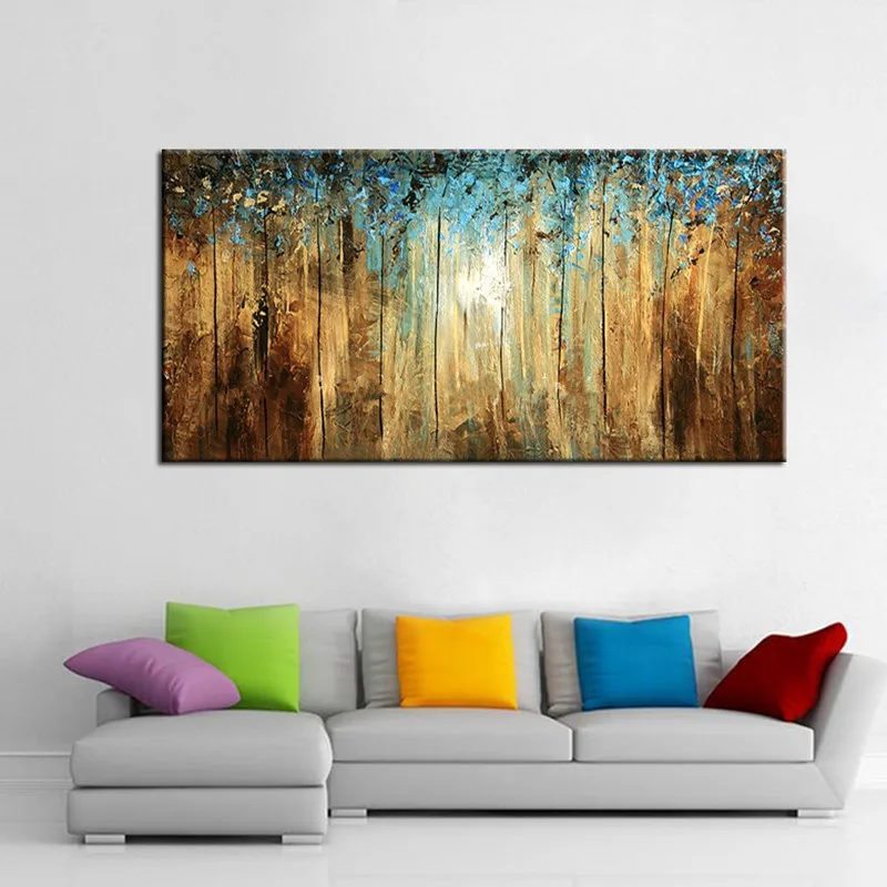 

Hand Painted Abstract Landscape Oil Paintings on Canvas Handmade Home Decor Arts Large Graffiti Tree Wall Painting Oils Pictures