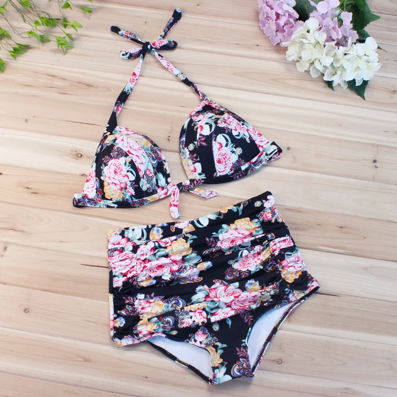 

2019 women plus size swimwear Bathing Suit Push up Bikini set Brazilian Women high waist Swimwear plus size print Swimsuit xxxl