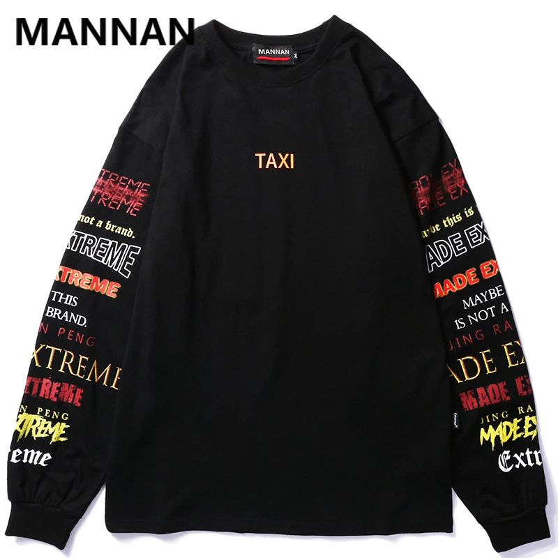 

MANNAN T Shirt Men Letter Print Men's Tee Shirts Couple O-neck T Shirt Full Sleeve Fashion Hip Hop High Street Tees Streetwear