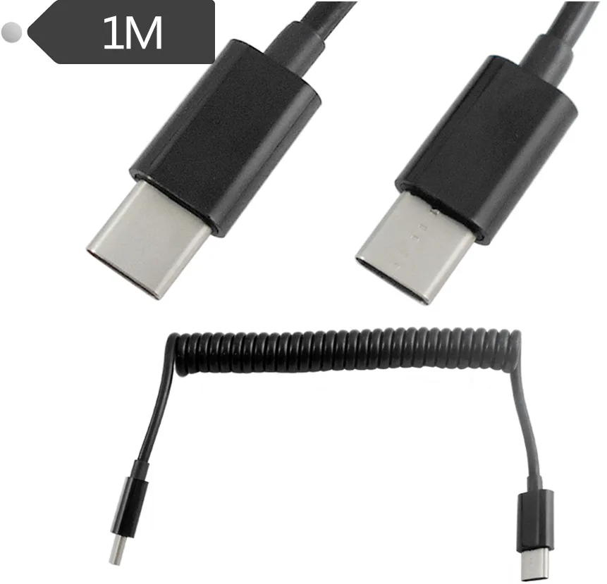 

Spiral Coiled USB 3.1 C-TYPE male to USB 3.1 C-TYPE male adapter adaptor Cable 1m