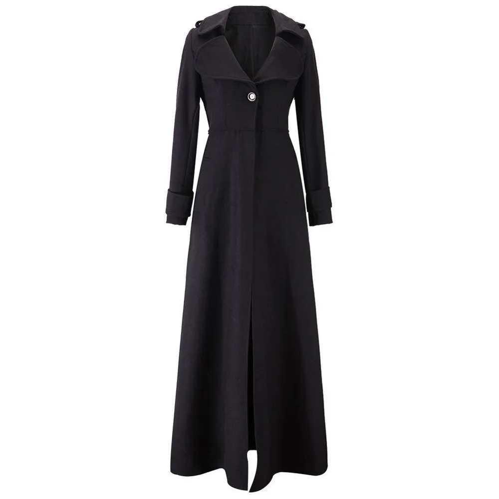 Страуса пальто для женщин Мода осень пуговицы карманы Abrigo Mujer длинное пальто женский режим Femme N30