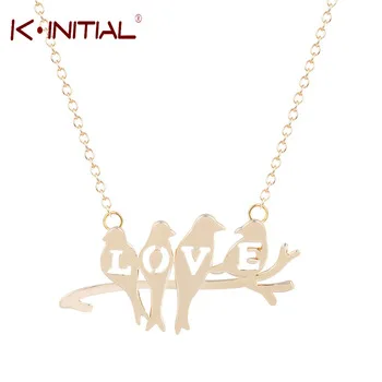 1Pcs Gold Silver Plated Sparrow Necklace Women Fashion Jewelry Collar Chain Necklaces Love Bird Pendants Necklaces Bridesmaid