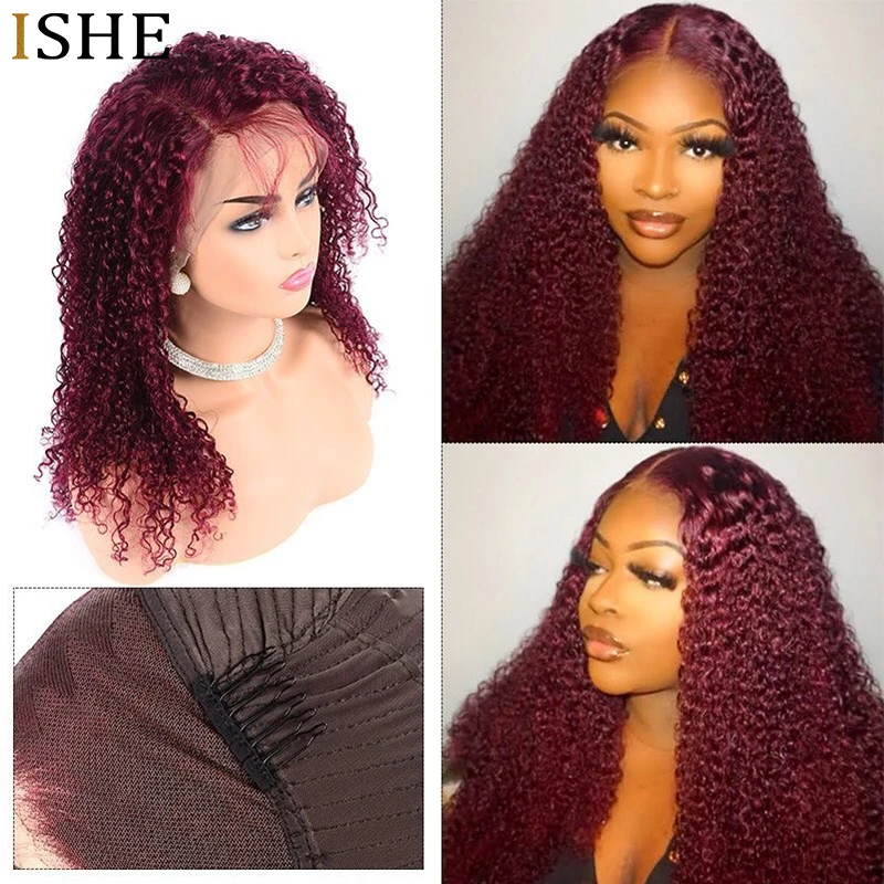 

99J Deep Curly 360 Lace Frontal Human Hair Wig For Black Women 130 Density Short and Long Remy Human Hair Lace Front Wigs