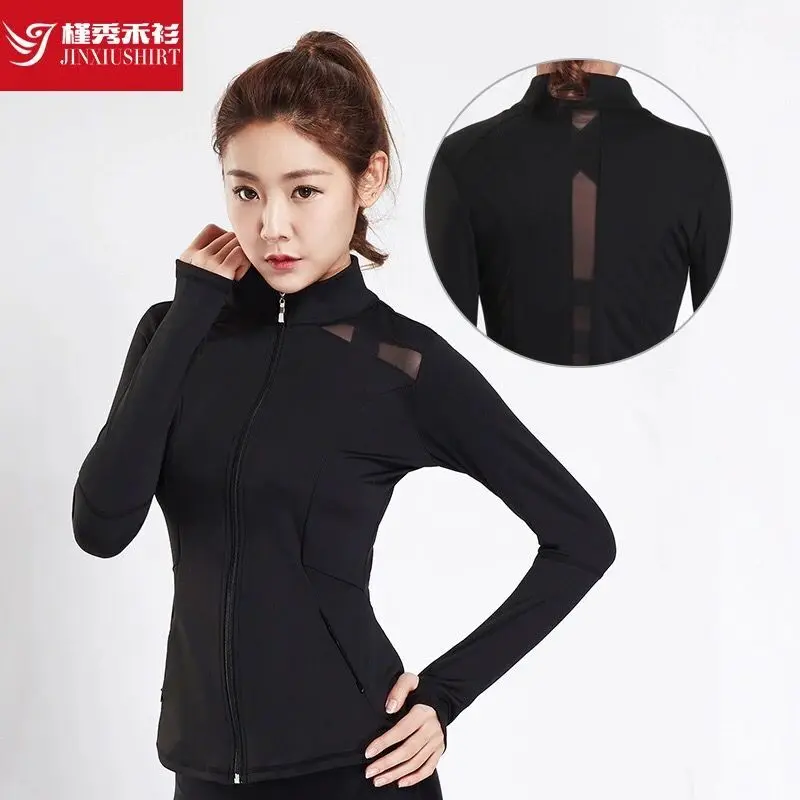 Women Running Jacket Long Sleeve Mesh Patchwork Sport Jackets