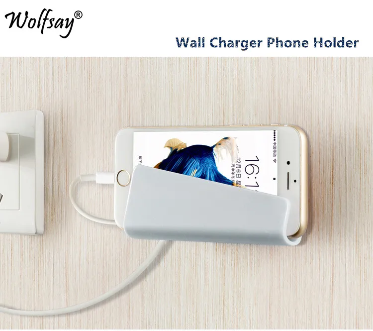 Wolfsay универсальный настенный держатель телефона Подставка для зарядки iPhone 8X7 Plus