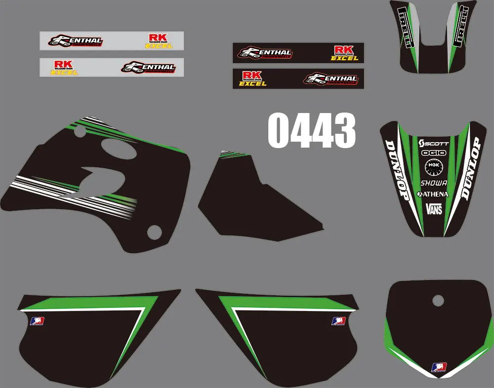 

0443 Motorcycle Team Graphic & Backgrounds Decal Stiker Kits for Kawasaki KX80 1994-1997 dirt bike sticker for Kawasaki KX80