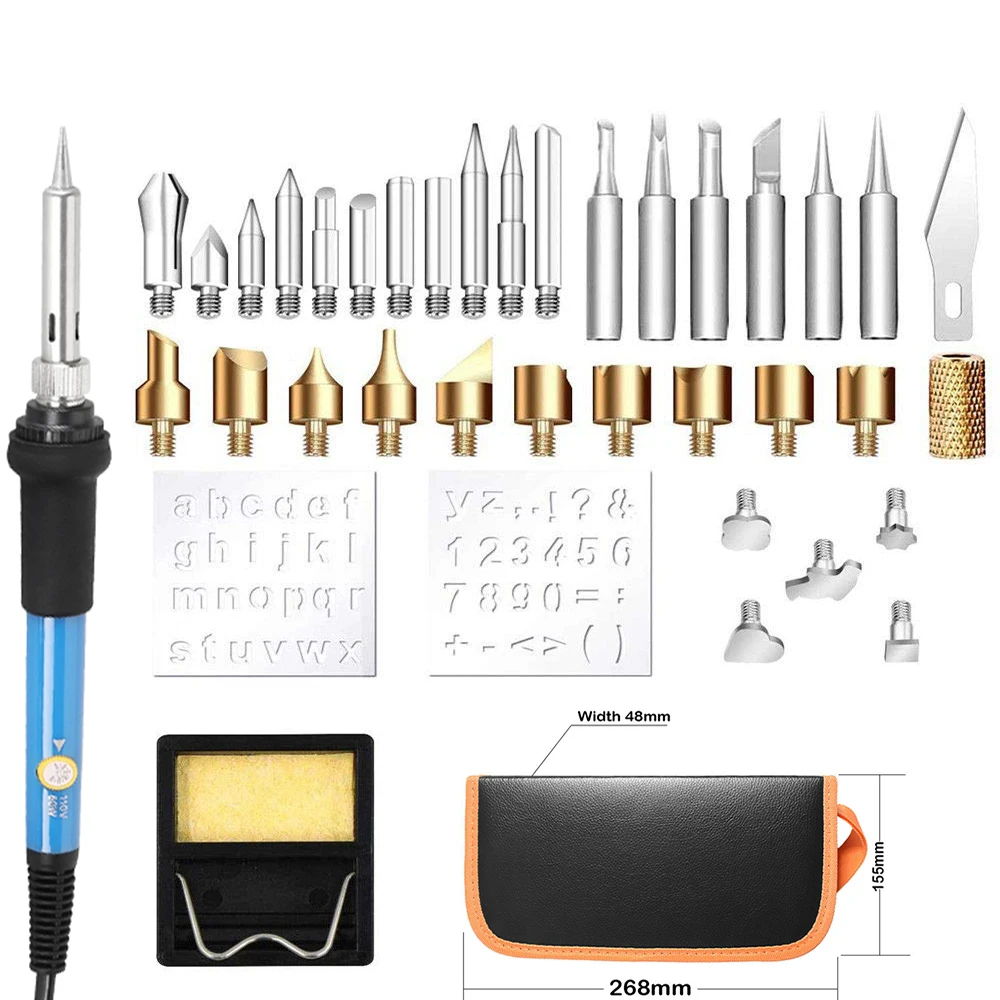 39 шт. дерево комплект для выжигания с рабочей сумкой Регулируемый Thermostati резьба тиснение паяльники дерево ремесло инструмент пирография
