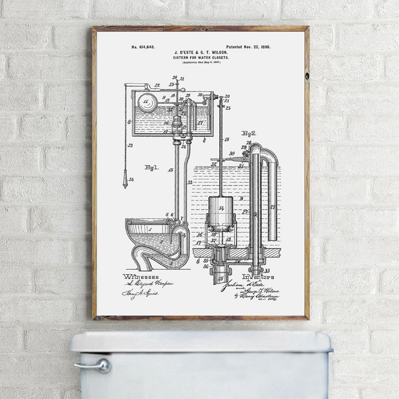 Toilet Cistern Art Canvas Painting Wall Decor