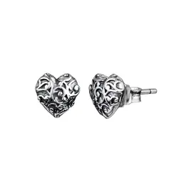 100% Стерлинговое Серебро-ювелирные изделия Regal Hearts серьги-гвоздики 925 100% серебряные украшения для женщин Бесплатная доставка