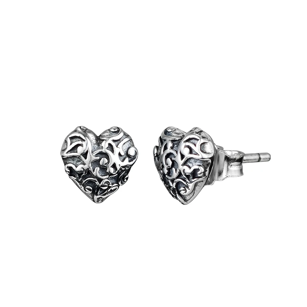 

100% Sterling-Silver-Jewelry Regal Hearts Stud Earring 100% 925 Silver Jewelry for Women Free Shipping
