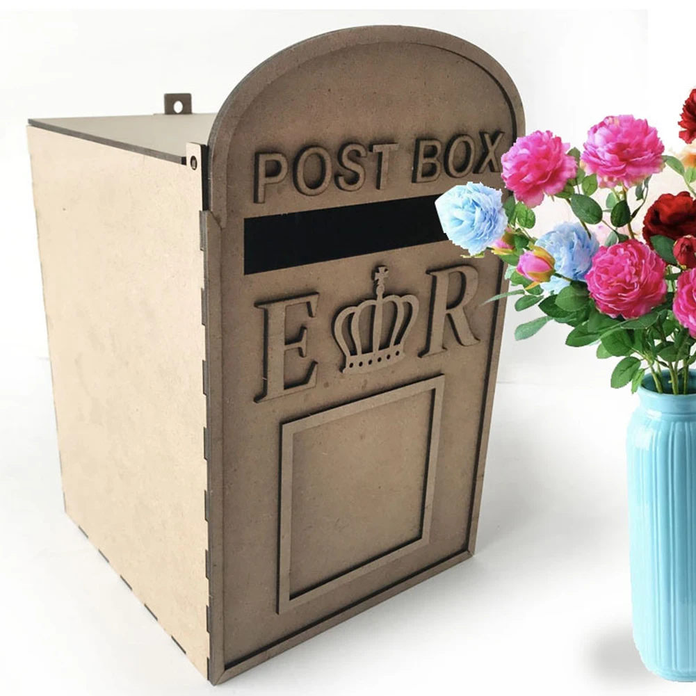 

Card Box Storage Party Decoration Anniversary Money Case Wooden DIY Gift Square With Lock Envelopes Keys Wedding Supplies