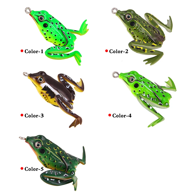 SEAPESCA 1 unid imitación realista Rana caucho suave cebo 55mm 12g Artificial 3D Eyes Sharp Rana gancho señuelo cebo Pesca trastos YA183