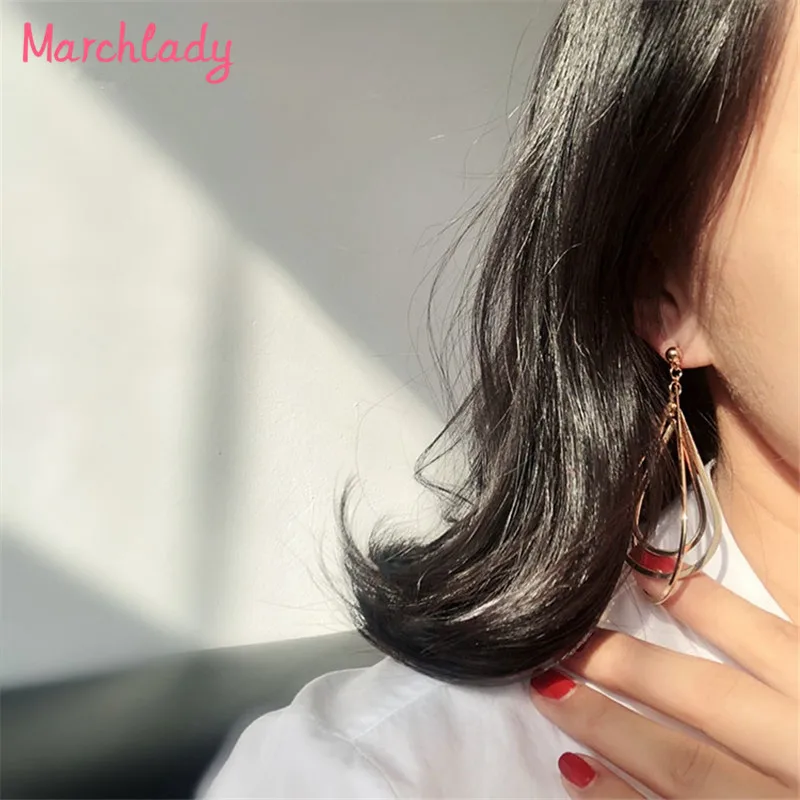 

Feminin Statement Ethnic Geometric level water drop gold dangle earring ins Women Accessories Joyas Pendant Pompon Femme Earring