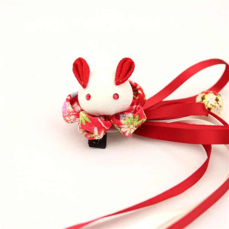 Kanzashi заколки для волос голова цветы красный кролик для девочек Maru-tsuami кимоно юката наряд головной убор украшения для волос