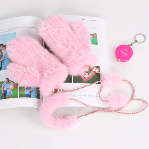 pink Новые роскошные милые детские перчатки из натурального меха норки, модные зимние детские перчатки из натурального меха норки, толстые теплые вязаные меховые варежки - Цвет: pink