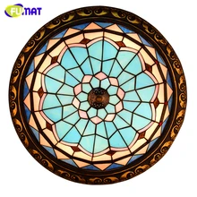 FUMAT Glass Art Ceiling Lamp Creative Glass Lightings For Living Room Stained Glass LED E27 Baroque