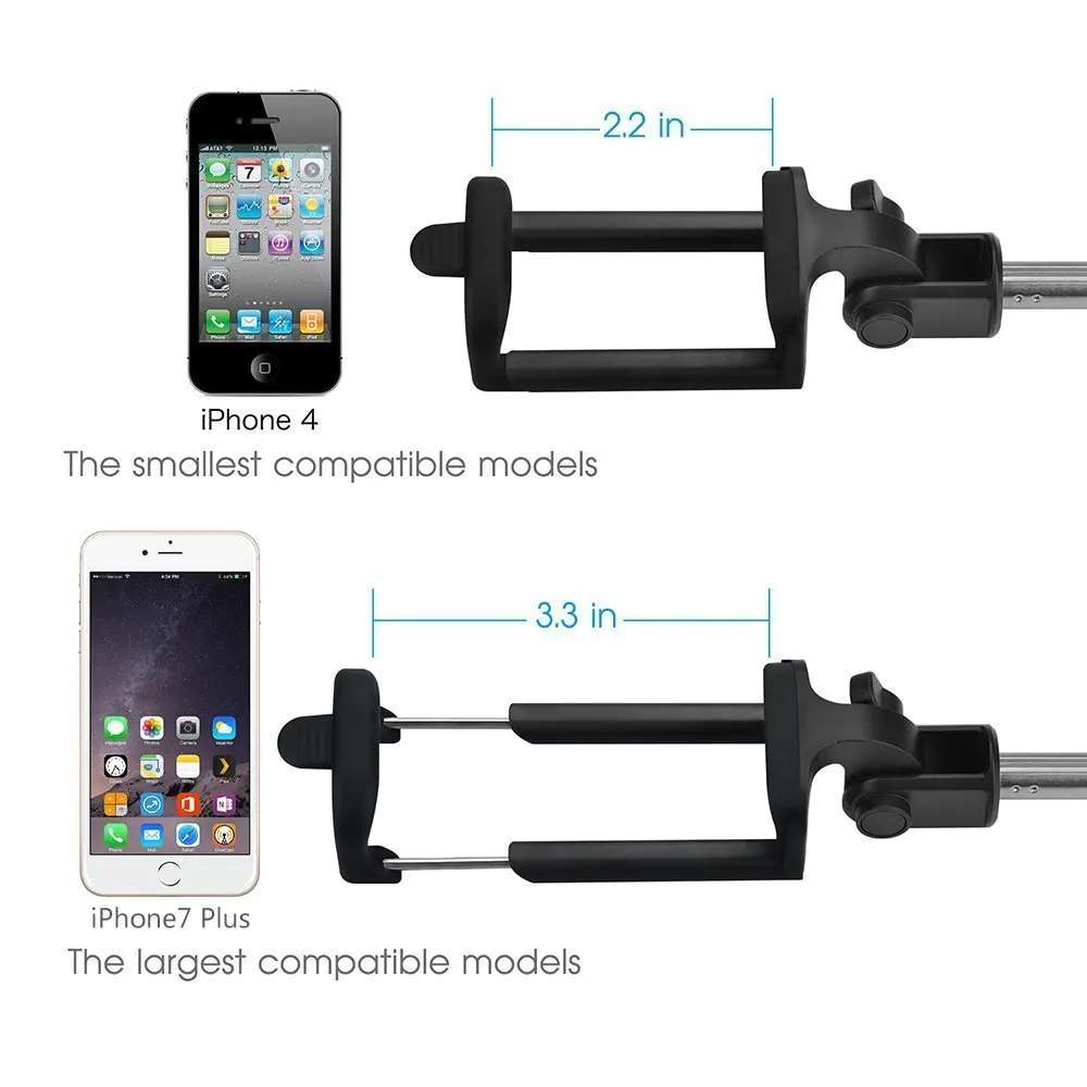 PORTEFEUILLE universal mobile foldable phone holder stand bracket expanding bluetooth wireless selfie tripod stick flexible grip (24)