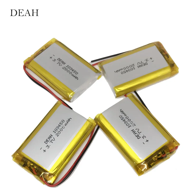 

2/4 3.7V 1200mAh 103040 Lithium Polymer LiPo Rechargeable Battery For MP4 GPS PSP VR DVR DVD mobile video game Tablet Power bank