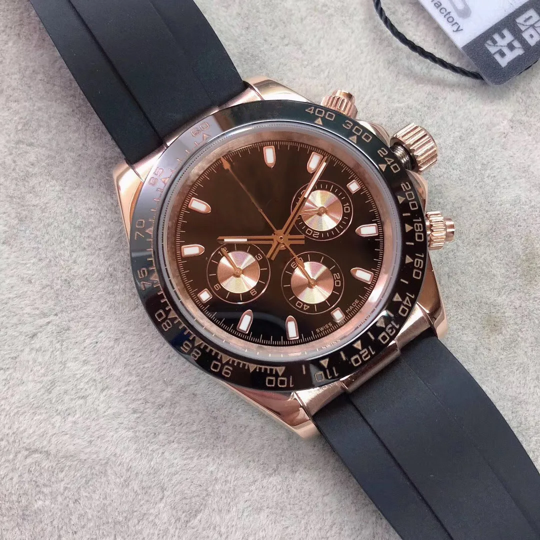 

Top brand luxury mens watches Rose Gold Case black Dial M116515 40mm rubber strap automatic mechanical hot selling men's watch