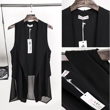 

2019 Long Vest Jacket Women Sleeveless Blazer Feminino Vests Famous Brand Veste Femme Fashion Linen Chiffon Vest Outwear
