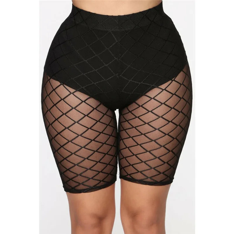 Women's Half Beach Bottoms New Sexy Fishnet Soild Color Swimming Shorts Female Summer See-through High Waisted Swim Briefs Hot