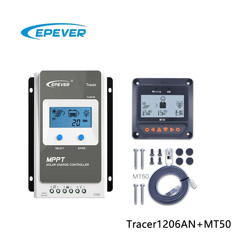 Tracer 10A 20A 30A 40A 50A 60A 80A 100A MPPT Контроллер заряда для фотоэлектрических систем MT50 ЖК-дисплей метр epsolar регулятор - Цвет: 1206AN Add M50