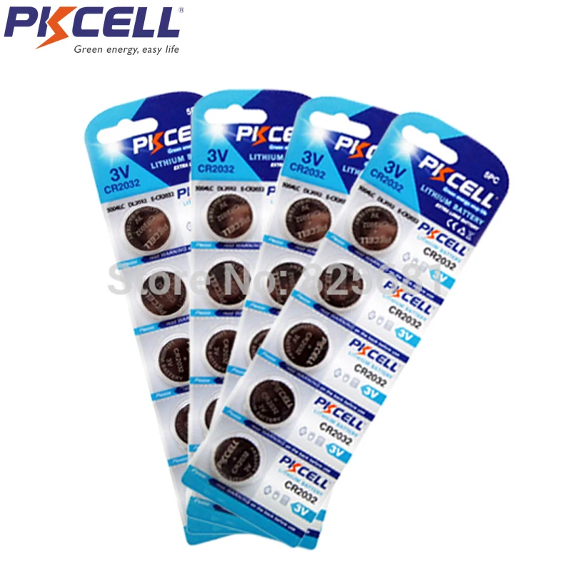 

20Pcs 4Card PKCELL Batteries CR2032 3V Lithium Button Battery BR2032 DL2032 ECR2032 CR 2032 Lithium Batteries for smart watch