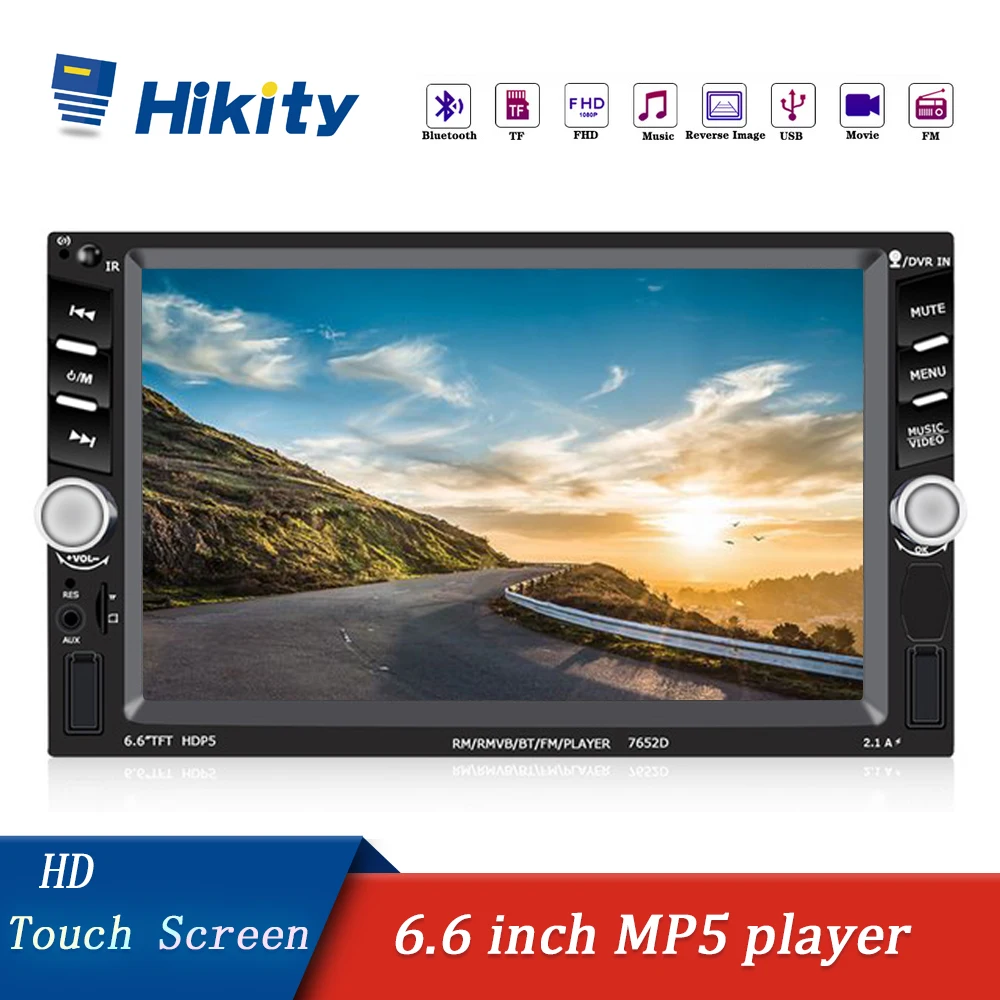 

Hikity 2 Din Car audio 6.6" Touch screen Car Auto Player Bluetooth Hands Free Autoradio Stereo Support Steering Wheeling Control