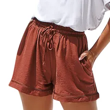 Летние повседневные хлопковые шорты свободного кроя, женские модные спортивные шорты с высокой талией, широкие шорты с карманами, женские короткие брюки#611