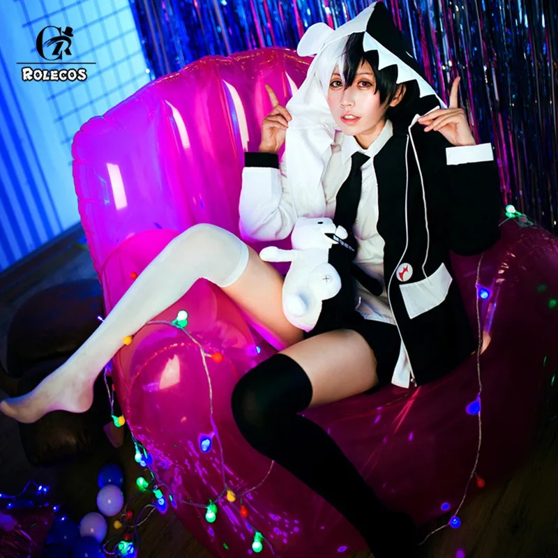 Костюм для косплея ROLECOS Game Dangan Ronpa черно белый костюм монокумы женщин и мужчин
