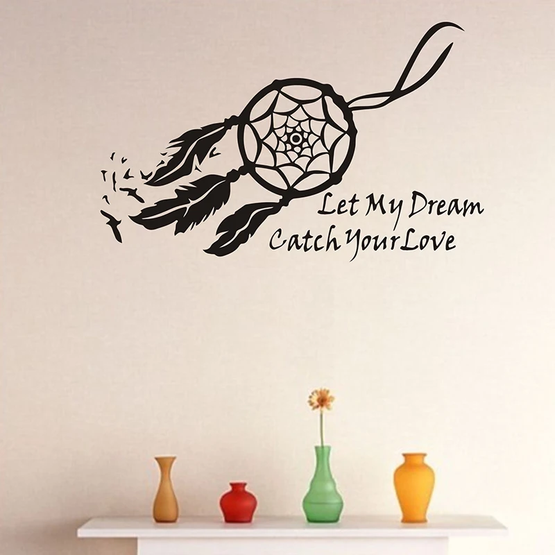 

Wall Decals DreamCatcher Wall Sticker Poster Let My Dream Catch Your Love Quote Scratch Map Home Decor Adesivo De Parede