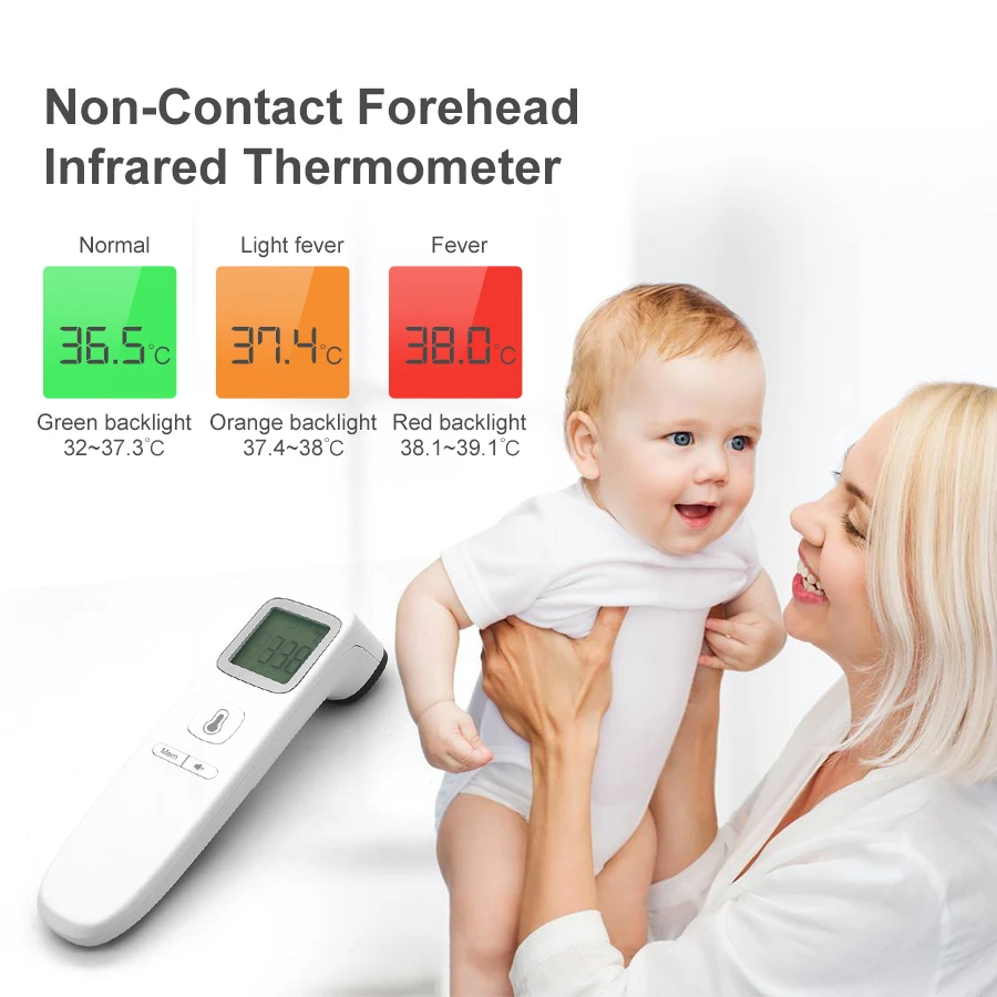 

Digital Thermometer Non-Contact Infrared IR LCD Forehead Body Fever Measurement Termometro