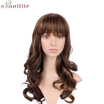 

S-noilite Long Wigs with Bangs for Women Straight Curly Glueless Wig Synthetic Wigs BOB Hairstyle