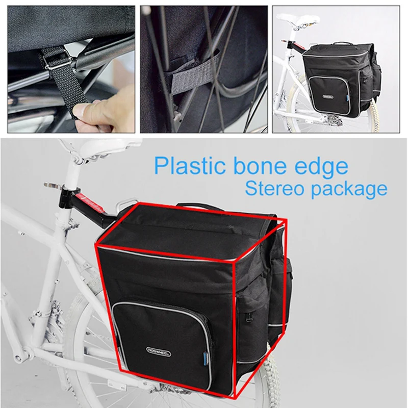 Top 30L Outdoor Cycling Bicycle Carrier Bag Rear Rack Trunk Bike Luggage Saddle Storage Bag Back Seat Pannier Two Double Bags 4