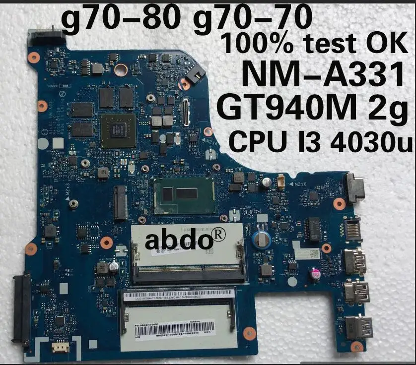 

Abdo AILG1 NM-A331 motherboard for Lenovo G70-70 Z70-80 G70-80 notebook motherboard CPU i3 4030U GT820M 2G 100% test work