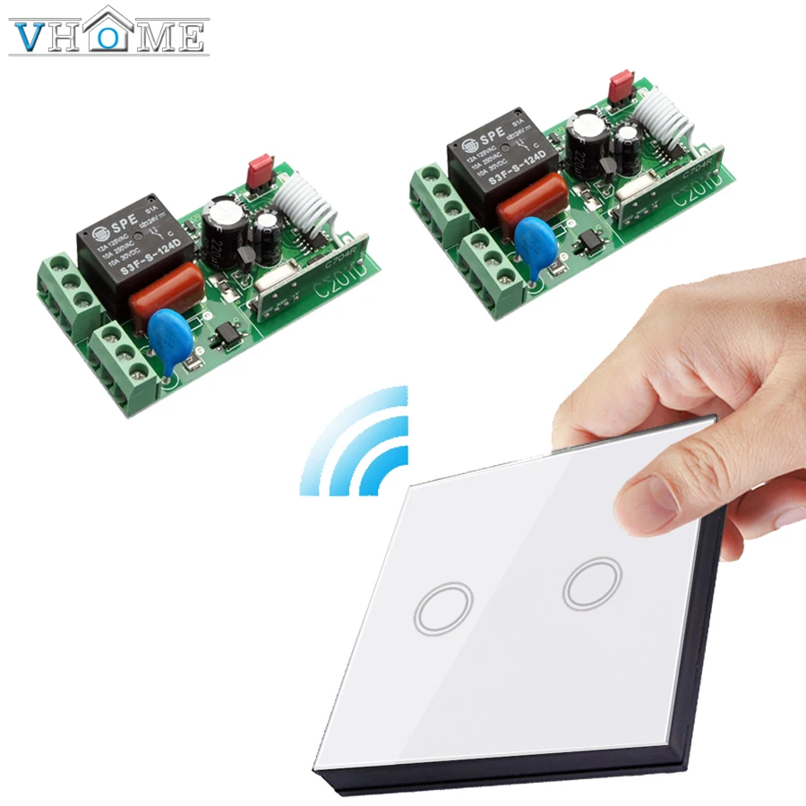 

Vhome RF433MHZ Wireless touch switch remote control panel&AC170-240V 5A Wireless receiver For Bedroom Ceiling Lights Wall Lamps